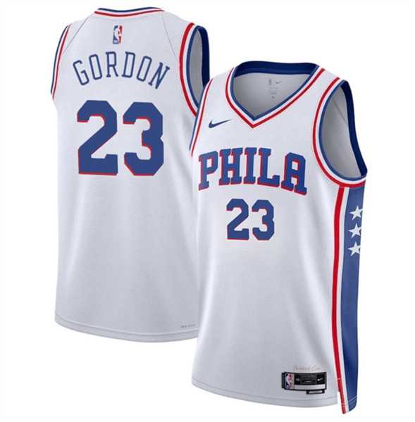 Mens Philadelphia 76ers #23 Eric Gordon White Association Edition Stitched Jersey Dzhi 500w